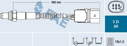 Лямбда-зонд (кислородный датчик) FAE для BMW 6 II (E63/E64) 2003-2005. Артикул 75118