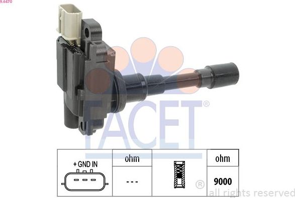 Катушка зажигания Facet Made in Italy - OE Equivalent. Артикул 9.6470