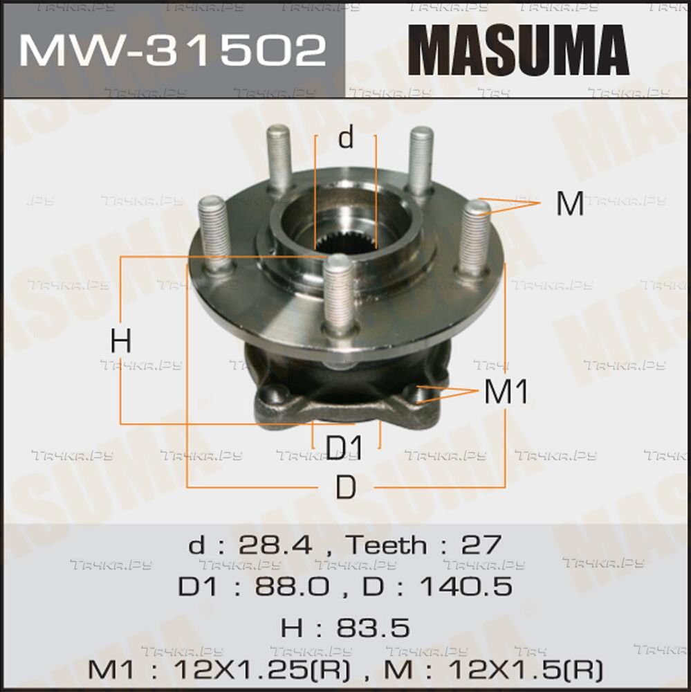 Ступица колеса с интегрированным подшипником Masuma задняя для Mitsubishi Outlander XL 2006-2012. Артикул MW-31502