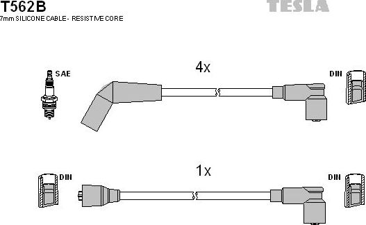 Высоковольтные провода (провода зажигания) (комплект) Tesla для Rover 400 I (R8) 1990-1995. Артикул T562B
