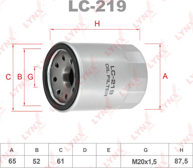 Масляный фильтр LYNXauto. Артикул LC-219