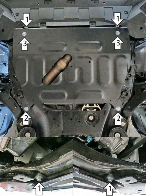 Защита Мотодор для картера и КПП (1,5 мм) Changan CS95 2023-2026. Артикул 57212