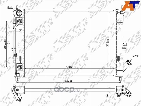 Радиатор HYUNDAI ELANTRA 13-16CERATO 16-18 (SAT). Артикул ST100052