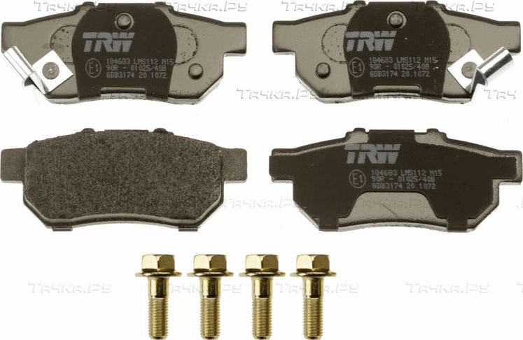 Тормозные колодки TRW COTEC задние для Honda Civic VI 1995-2001. Артикул GDB3174