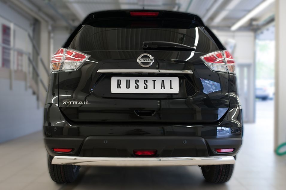 Защита RusStal заднего бампера d75х42 (дуга) для Nissan X-Trail T32 2015-2018. Артикул NXZ-002092