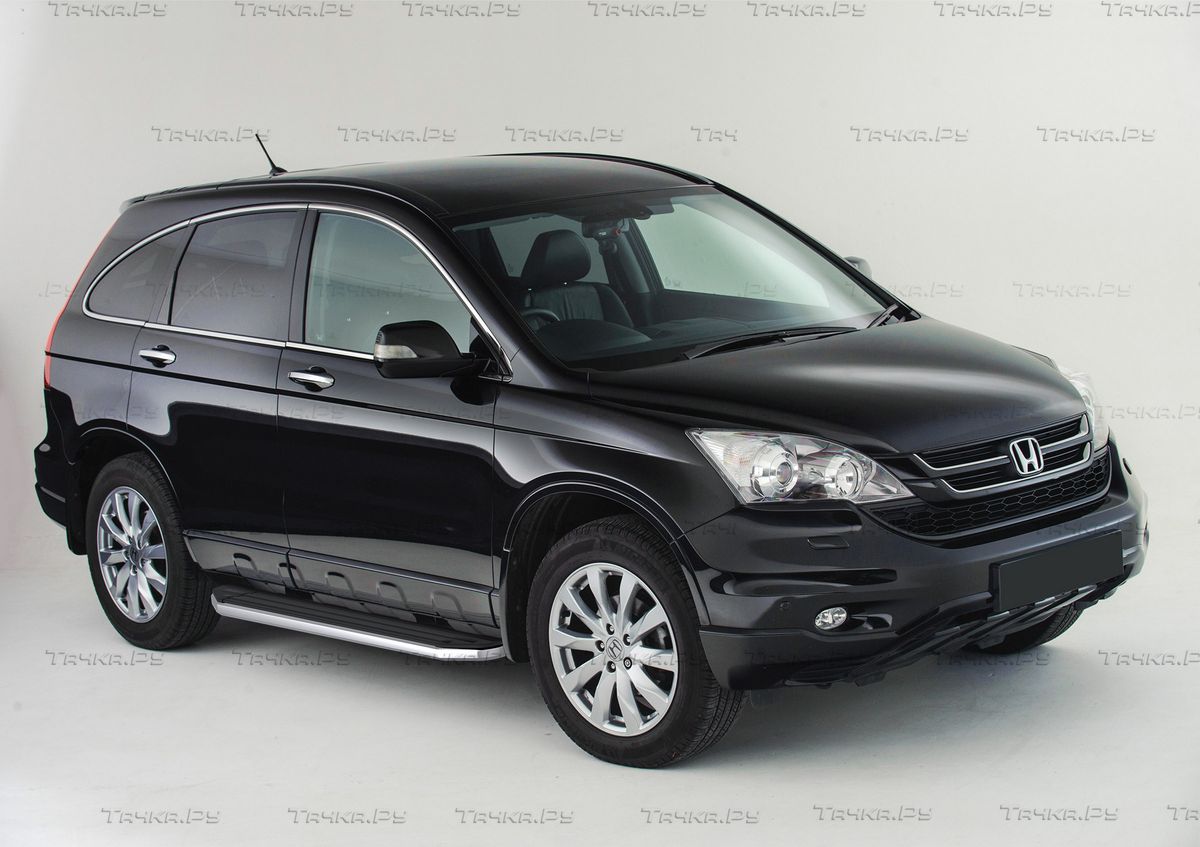 Пороги алюминиевые Rival Premium для Honda CR-V III рестайлинг 2010-2012. Артикул A173ALP.2101.1