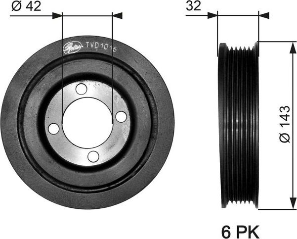 Шкив коленвала Gates DriveAlign®. Артикул TVD1016