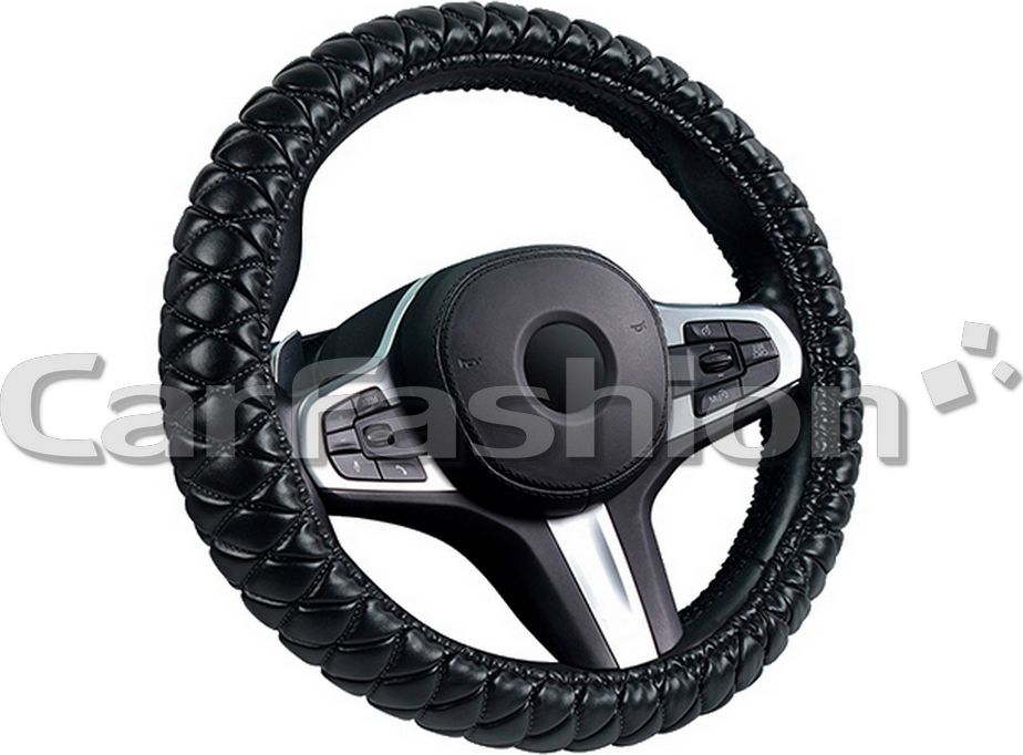 Оплётка на руль CarFashion Versal S (размер S, экокожа, цвет ЧЕРНЫЙ/ЧЕРНЫЙ). Артикул 31703