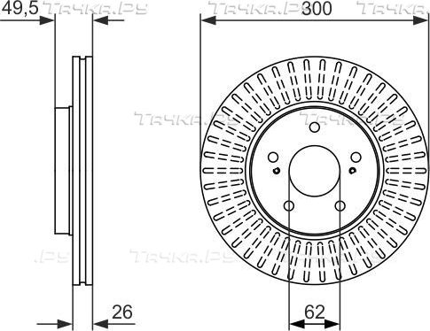 Тормозной диск Bosch передний для Suzuki Kizashi 2010-2014. Артикул 0 986 479 787