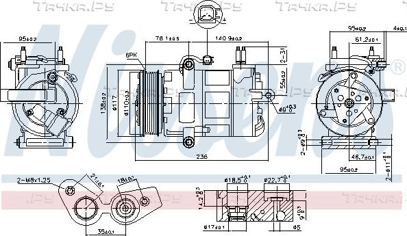 Компрессор кондиционера Nissens ** FIRST FIT ** для Ford Tourneo Custom I 2012-2026. Артикул 890217