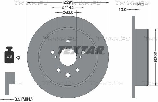 Тормозной диск Textar Pro задний для Toyota Crown XI (S170) 2004-2008. Артикул 92179803