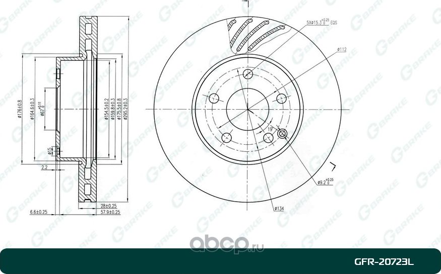 Диск тормозной перфорированный вентилируемый левый (G-Brake). Артикул GFR20723L