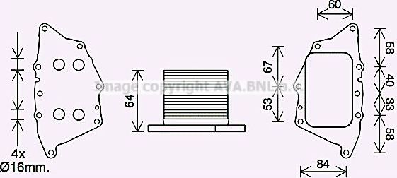 Радиатор масляный (маслоохладитель) для двигателя AVA для BMW 1 III (F40) 2015-2026. Артикул BW3572