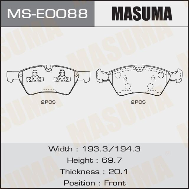 Тормозные колодки Masuma. Артикул MS-E0088