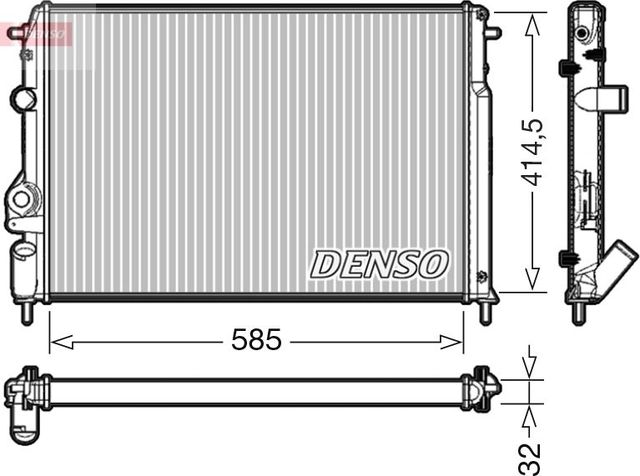 Радиатор охлаждения двигателя Denso для Renault Megane I 1996-2003. Артикул DRM23034