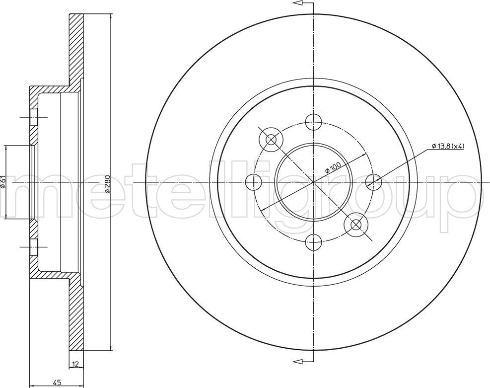Тормозной диск Metelli. Артикул 23-0585C