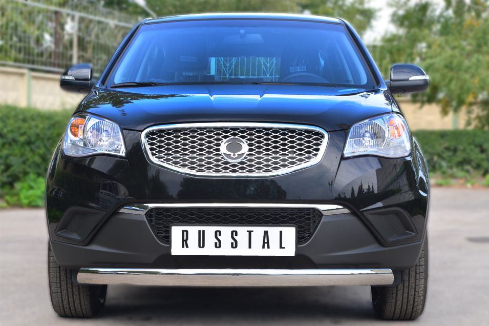Защита RusStal переднего бампера d75/42 (дуга) для SsangYong Actyon II 2010-2013. Артикул SAZ-001423