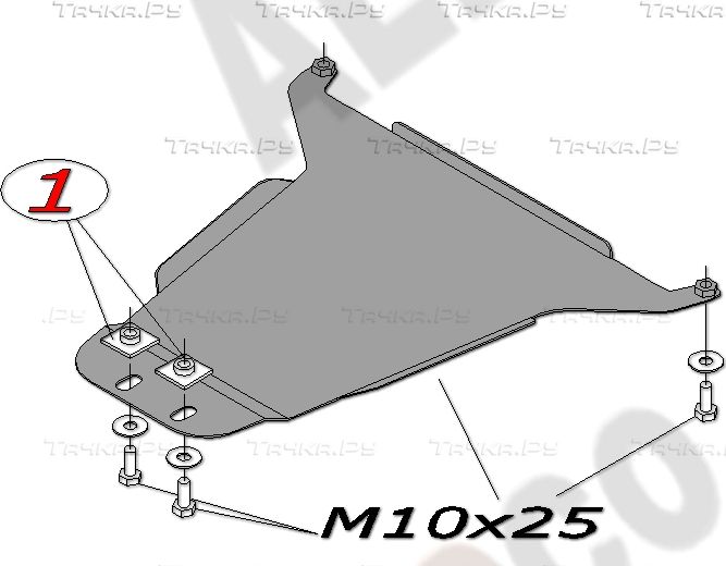 Защита алюминиевая Alfeco для КПП ТагАЗ Tager 2008-2011. Артикул ALF.32.02 AL4