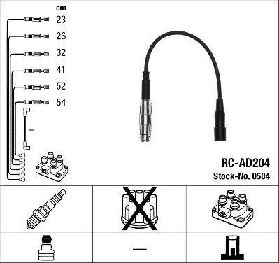 Высоковольтные провода (провода зажигания) (комплект) NGK. Артикул 0504