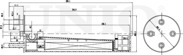 Фильтр топливный VW Touareg 03-, Transporter T5,T6 03-, Multivan T5,T6 03- (дизель) (Unio). Артикул FLT-50036