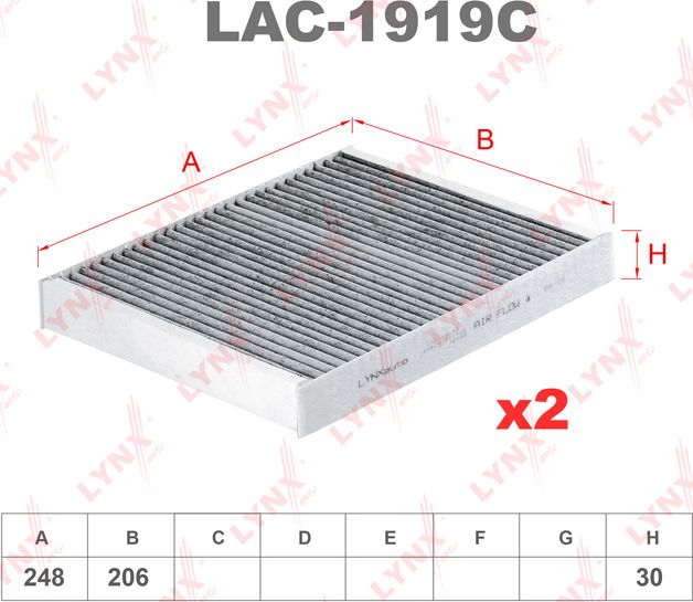 Салонный фильтр LYNXauto для BMW 7 V (F01/F02/F04) 2008-2015. Артикул LAC-1919C