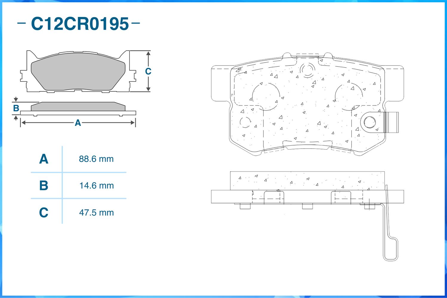 Колодки тормозные задние (Cworks). Артикул C12CR0195