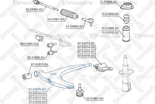 Поперечный рычаг передней подвески Stellox. Артикул 57-51015-SX