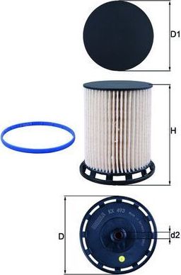 Топливный фильтр Mahle-Knecht. Артикул KX 493D