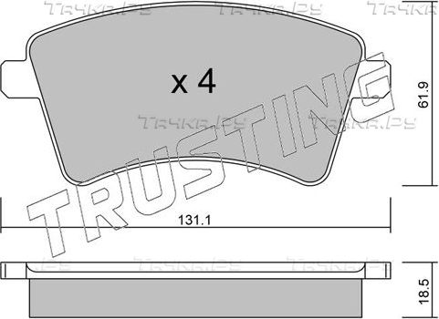 Тормозные колодки Trusting передние для Mercedes-Benz Citan 2012-2026. Артикул 828.0