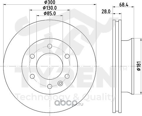 Тормозной диск (Tyren). Артикул TYR1023181