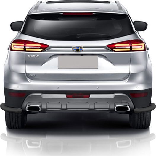 Защита Slitkoff задняя уголки d57 для Geely Atlas 2018-2026 Черные. Артикул GEAT08B