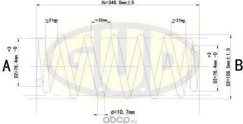 Пружина подвески G.U.D. задняя для Volkswagen Golf IV 1997-2005. Артикул GCS295034