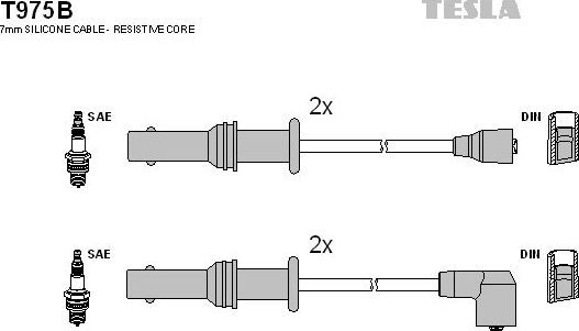 Высоковольтные провода (провода зажигания) (комплект) Tesla. Артикул T975B