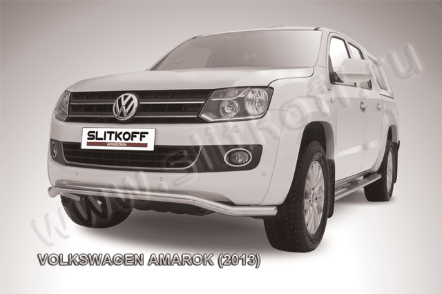 Защита Slitkoff переднего бампера d57 Волна для Volkswagen Amarok 2010-2015. Артикул VWAM13-007