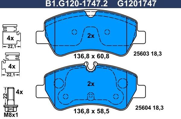 Тормозные колодки Galfer. Артикул B1.G120-1747.2