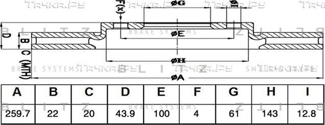 Диск тормозной MITSUBISHI PAJERO 00- передн. (Blitz). Артикул BS0522
