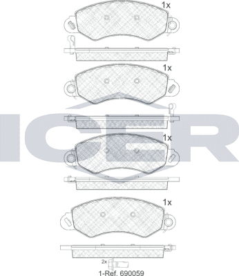 Тормозные колодки Icer передние для LDV Maxus 2005-2009. Артикул 141971