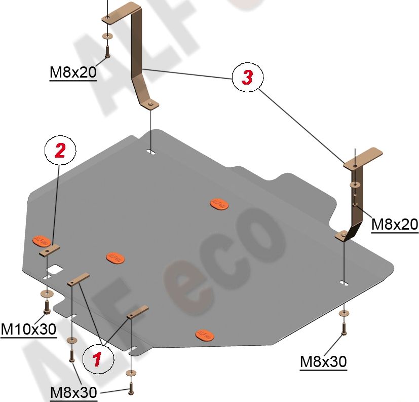 Защита Alfeco для картера и КПП Mitsubishi Galant IX 2004-2012. Артикул ALF.14.15
