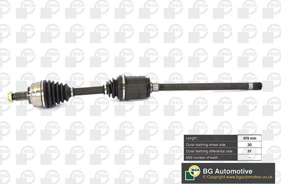 Полуось (привод в сборе, приводной вал) BGA передняя правая для BMW X5 I (E53) 2000-2006. Артикул DS0911RA