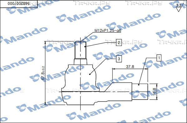 Наконечник рулевой тяги Mando внешний для Kia Rio I 2000-2005. Артикул DSA020509