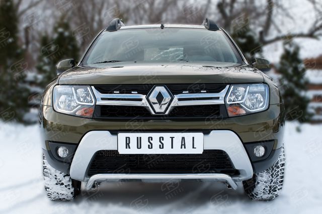 Защита RusStal переднего бампера d42 (волна) для Renault Duster I рестайлинг 2015-2020. Артикул RDZ-002178