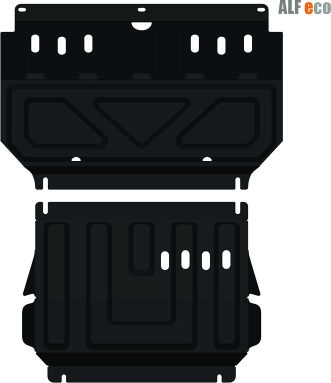 Защита алюминиевая Alfeco для картера и радиатора (2 части) Mitsubishi Pajero Sport II 2008-2015. Артикул ALF.14.08 AL4