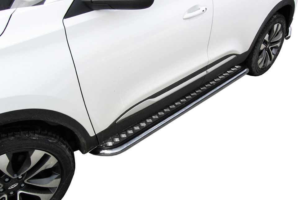 Пороги Slitkoff труба d57 с листом для Chery Tiggo 4 2017-2026. Артикул CT4-005