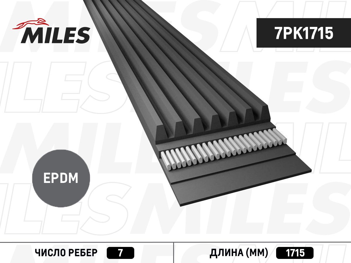 Приводной ремень поликлиновой Miles. Артикул 7PK1715