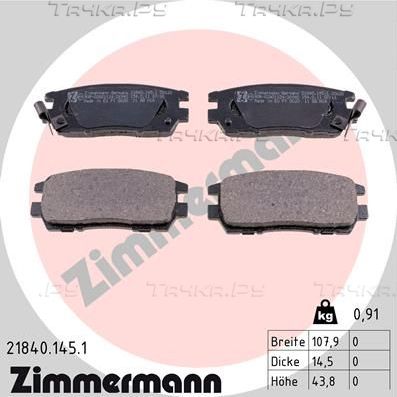 Тормозные колодки Zimmermann. Артикул 21840.145.1