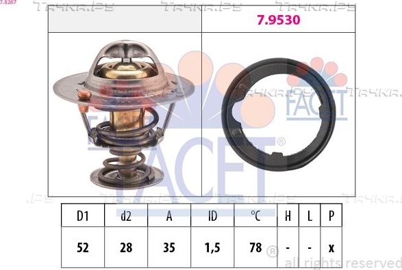 Термостат Facet Made in Italy - OE Equivalent для Honda Odyssey I 1997-1999. Артикул 7.8267