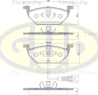 Тормозные колодки G.U.D. передние для SEAT Leon II 2005-2013. Артикул GBP880110