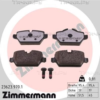 Тормозные колодки Zimmermann rd:z задние для MINI Countryman I (R60) 2010-2016. Артикул 23623.970.1