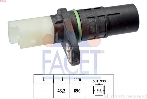 Датчик положения коленвала Facet Made in Italy - OE Equivalent. Артикул 9.0555