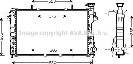 Радиатор охлаждения двигателя AVA. Артикул CRA2081